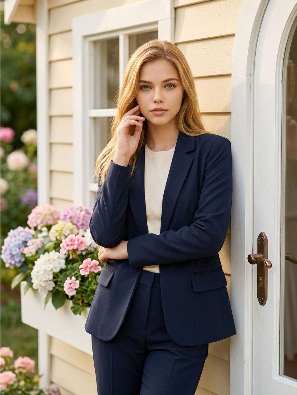 Liz Claiborne Navy Blazer Jacket - Classic Tailored Fit